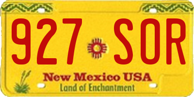 NM license plate 927SOR