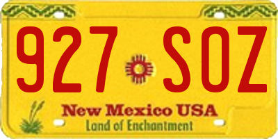 NM license plate 927SOZ