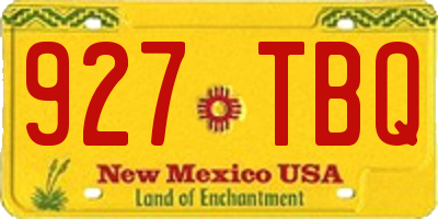 NM license plate 927TBQ