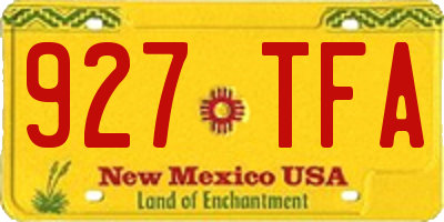 NM license plate 927TFA