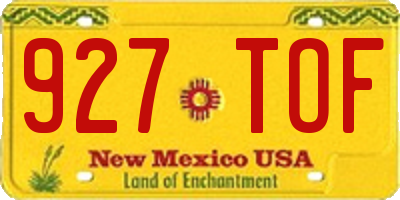 NM license plate 927TOF
