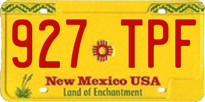 NM license plate 927TPF