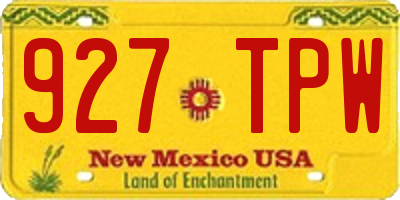 NM license plate 927TPW