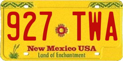 NM license plate 927TWA