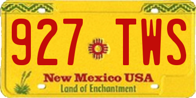 NM license plate 927TWS