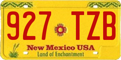 NM license plate 927TZB