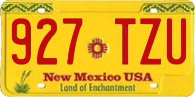 NM license plate 927TZU