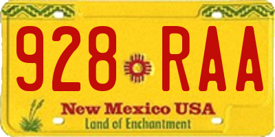 NM license plate 928RAA