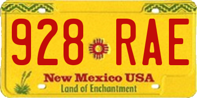 NM license plate 928RAE