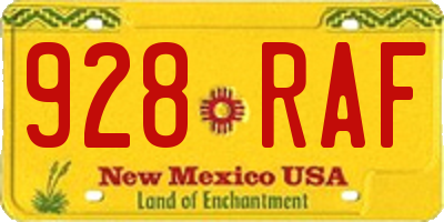 NM license plate 928RAF