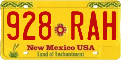 NM license plate 928RAH