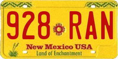 NM license plate 928RAN