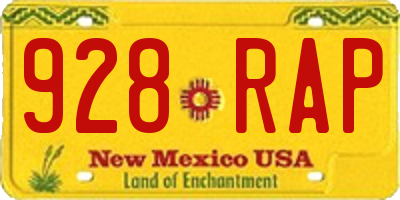 NM license plate 928RAP