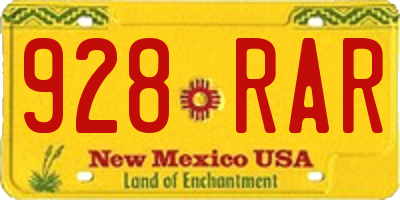 NM license plate 928RAR