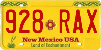 NM license plate 928RAX