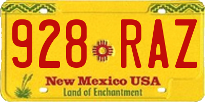 NM license plate 928RAZ