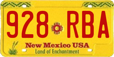 NM license plate 928RBA