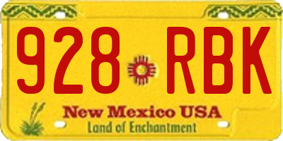 NM license plate 928RBK