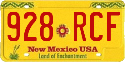 NM license plate 928RCF