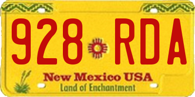 NM license plate 928RDA
