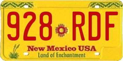 NM license plate 928RDF
