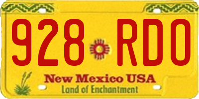 NM license plate 928RDO