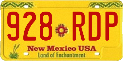 NM license plate 928RDP
