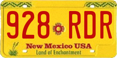 NM license plate 928RDR