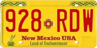 NM license plate 928RDW
