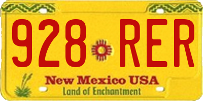 NM license plate 928RER