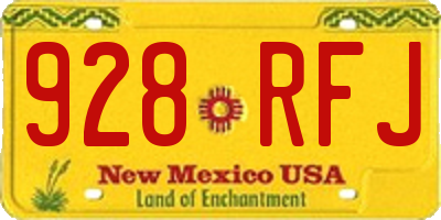 NM license plate 928RFJ