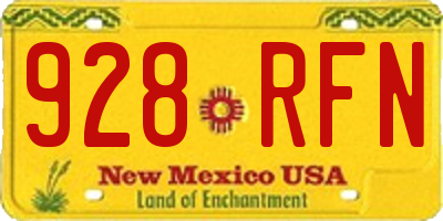 NM license plate 928RFN