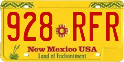NM license plate 928RFR