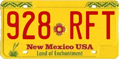 NM license plate 928RFT