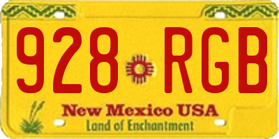 NM license plate 928RGB