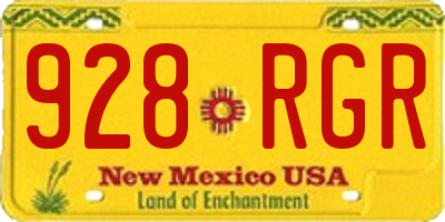 NM license plate 928RGR