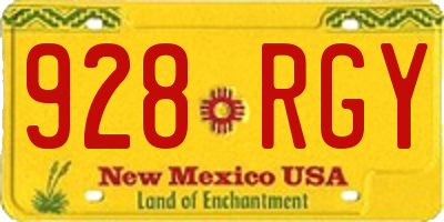 NM license plate 928RGY