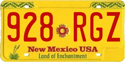 NM license plate 928RGZ