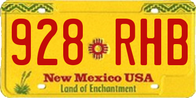 NM license plate 928RHB