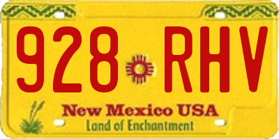 NM license plate 928RHV