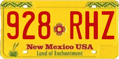 NM license plate 928RHZ