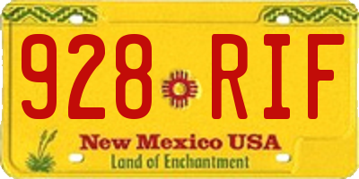 NM license plate 928RIF