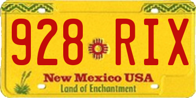 NM license plate 928RIX