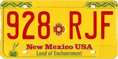 NM license plate 928RJF