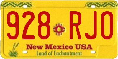 NM license plate 928RJO