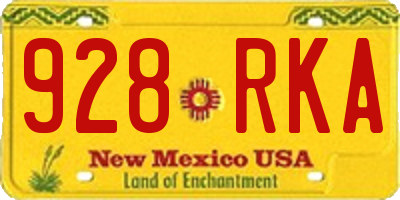 NM license plate 928RKA