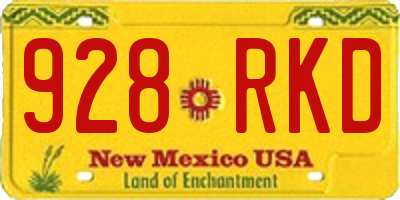 NM license plate 928RKD
