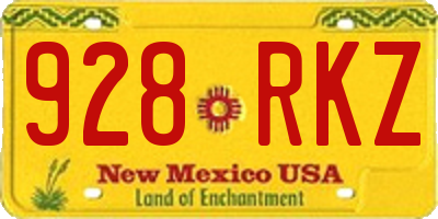 NM license plate 928RKZ