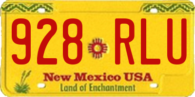 NM license plate 928RLU
