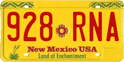 NM license plate 928RNA